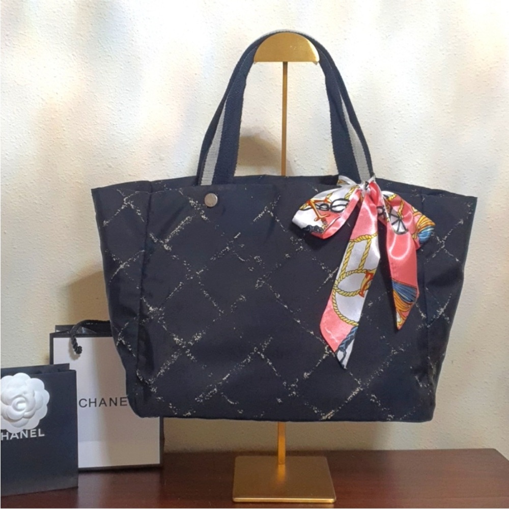 EUC Chanel Old Travel Line Nylon MM Tote Bag NA100050